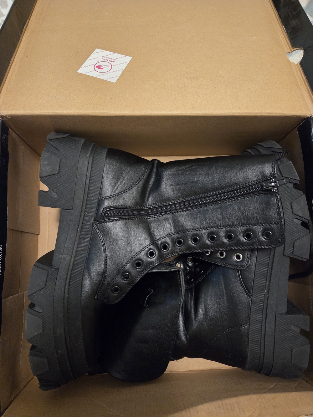 Rouge! Black Lace-Up Chunky Combat Boots